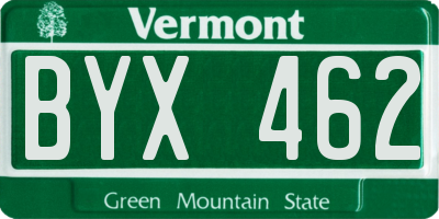 VT license plate BYX462