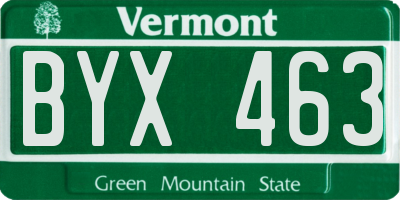VT license plate BYX463