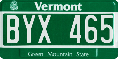 VT license plate BYX465
