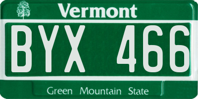 VT license plate BYX466