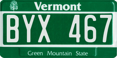 VT license plate BYX467