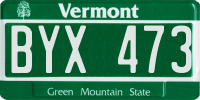 VT license plate BYX473