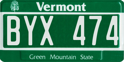 VT license plate BYX474
