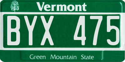 VT license plate BYX475
