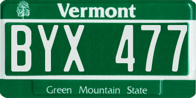 VT license plate BYX477