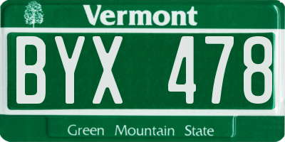 VT license plate BYX478
