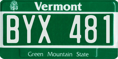 VT license plate BYX481
