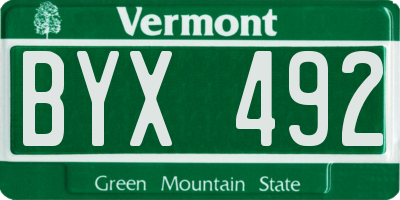 VT license plate BYX492