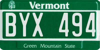 VT license plate BYX494