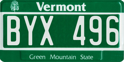 VT license plate BYX496