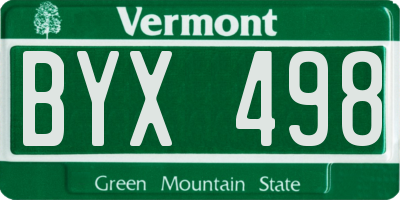 VT license plate BYX498