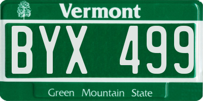 VT license plate BYX499