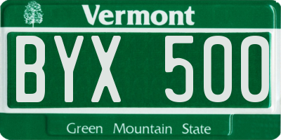 VT license plate BYX500