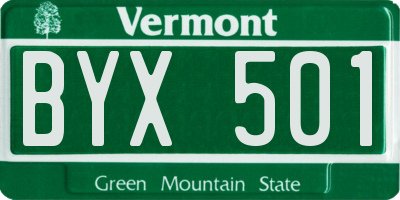 VT license plate BYX501