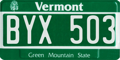 VT license plate BYX503