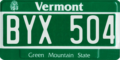 VT license plate BYX504