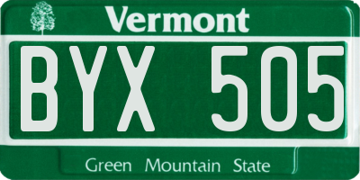 VT license plate BYX505