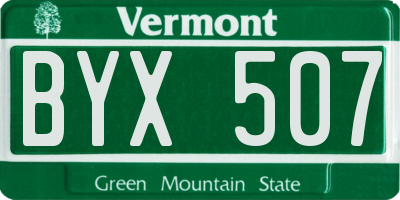 VT license plate BYX507