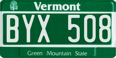VT license plate BYX508