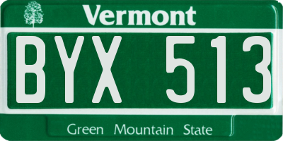 VT license plate BYX513