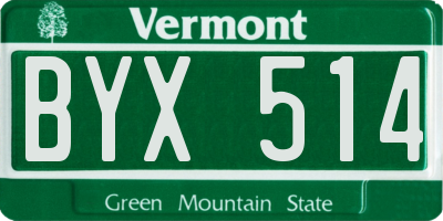 VT license plate BYX514