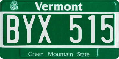 VT license plate BYX515