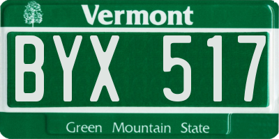 VT license plate BYX517