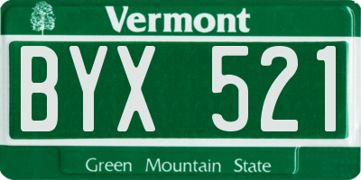 VT license plate BYX521