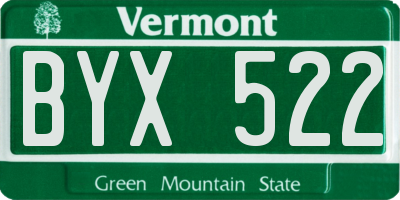 VT license plate BYX522
