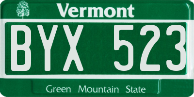 VT license plate BYX523