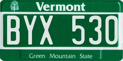 VT license plate BYX530
