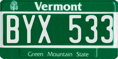 VT license plate BYX533