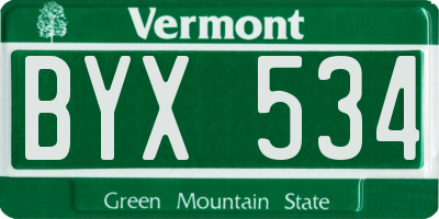 VT license plate BYX534