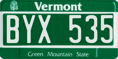 VT license plate BYX535
