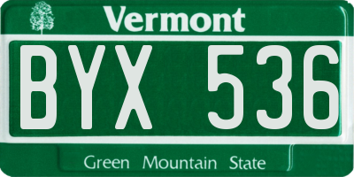 VT license plate BYX536