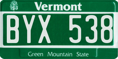 VT license plate BYX538