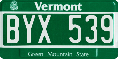VT license plate BYX539