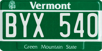 VT license plate BYX540
