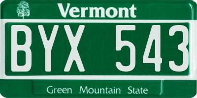 VT license plate BYX543