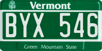 VT license plate BYX546