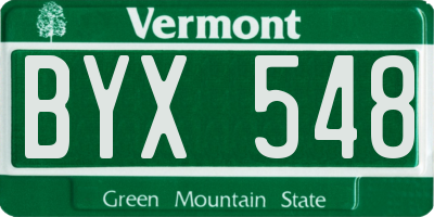 VT license plate BYX548