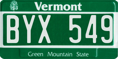 VT license plate BYX549