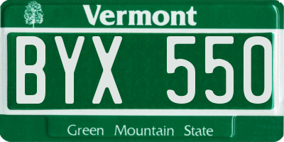 VT license plate BYX550