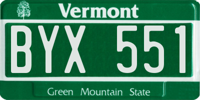 VT license plate BYX551