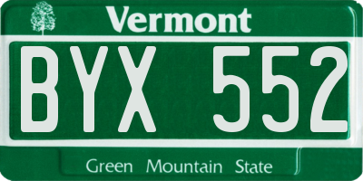 VT license plate BYX552