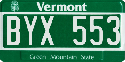 VT license plate BYX553