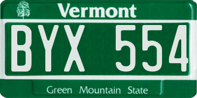 VT license plate BYX554
