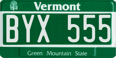 VT license plate BYX555