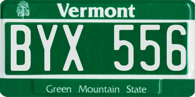 VT license plate BYX556