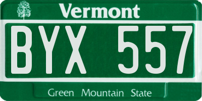 VT license plate BYX557